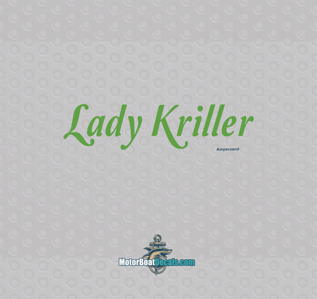 Lady Killer 1 Color Boat Name Decal